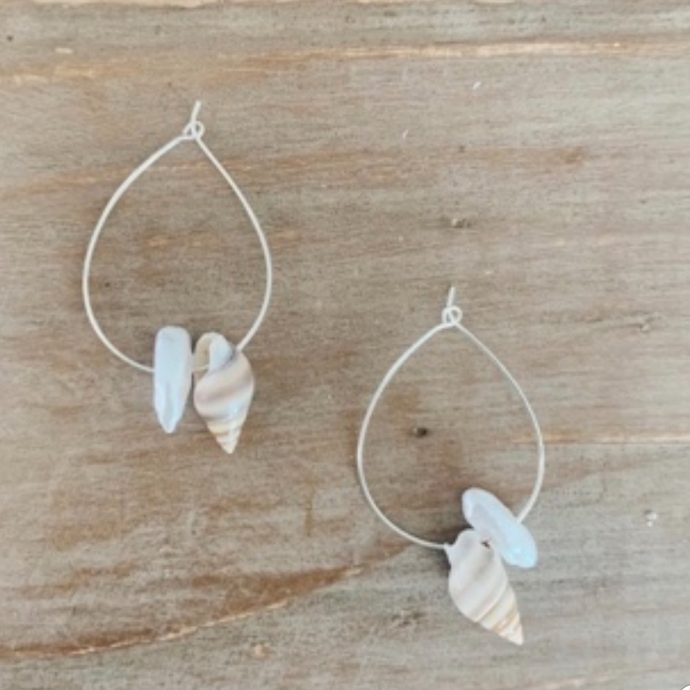 Elegant Silver and Cream Shell Earrings